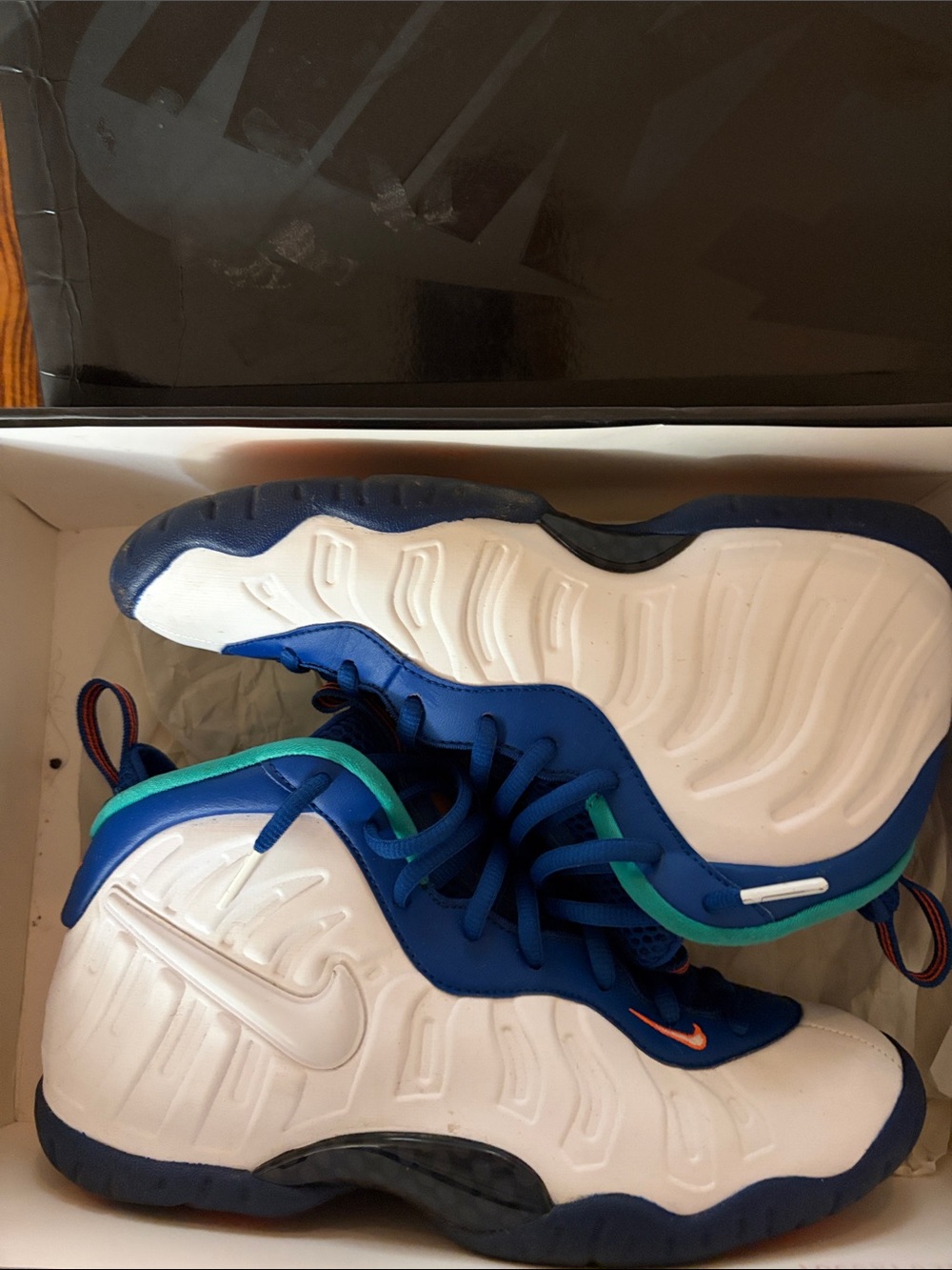 Jordan Kids White and Blue Sneakers with Teal Accents